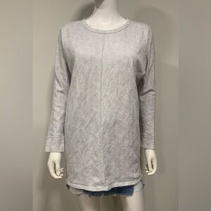 Billy Reid Round Neckline Long Sleeve Size  XS Light Gray Oversized Lightweight